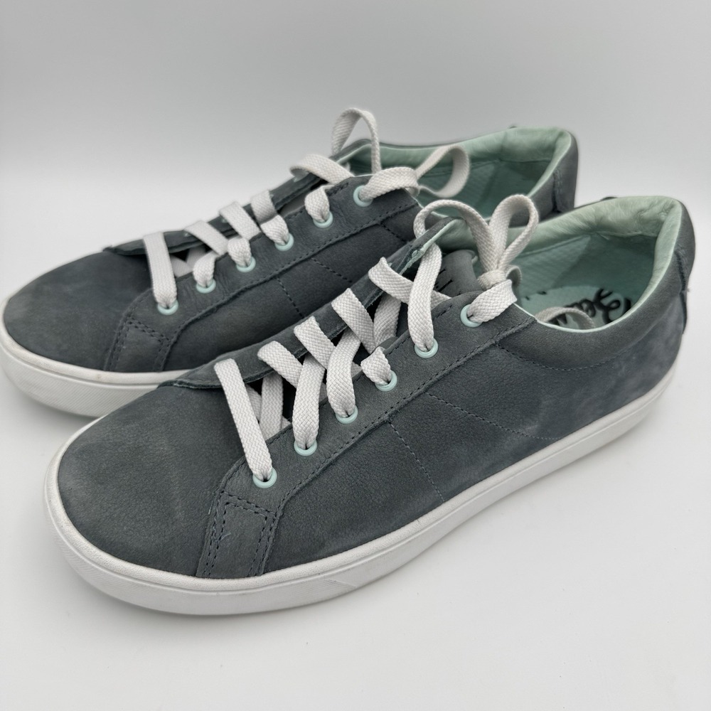 L.L.Bean Women's Eco Bay Nubuck Leather Sneakers Slate Cool Sea Blue 7.5